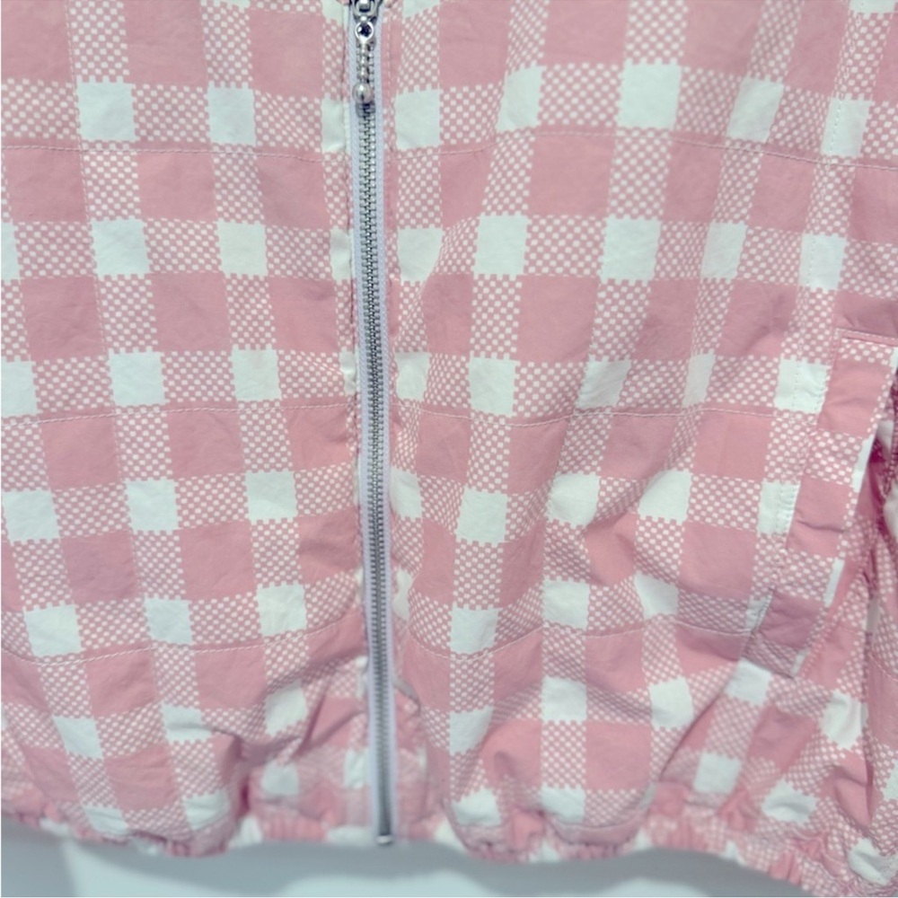 NWT Urban Outfitters Puff Jacket Pink and White Checkered Zip-Up Jacket - Picture 9 of 9